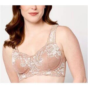 Breezies Luxe Two Tone Wirefree Lace Bra Rosewood, 40C